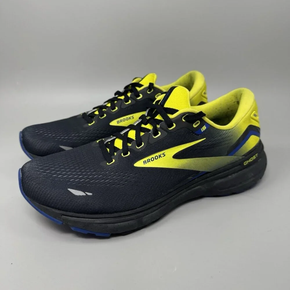 Brooks Ghost 15 Men's Size 10 D (Medium) Running Shoes Black Yellow